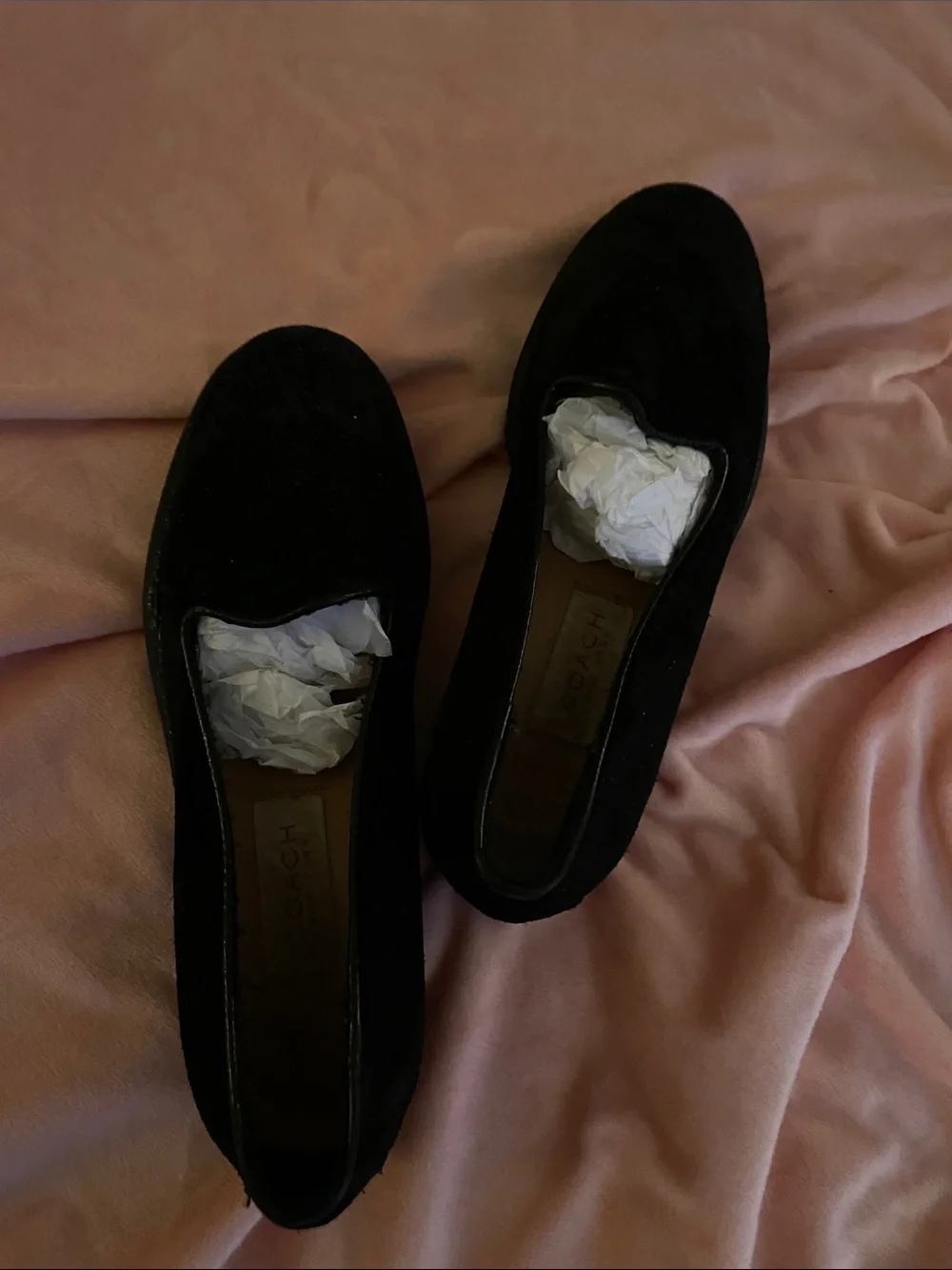 Coach Black Suede Slip-On Loafers